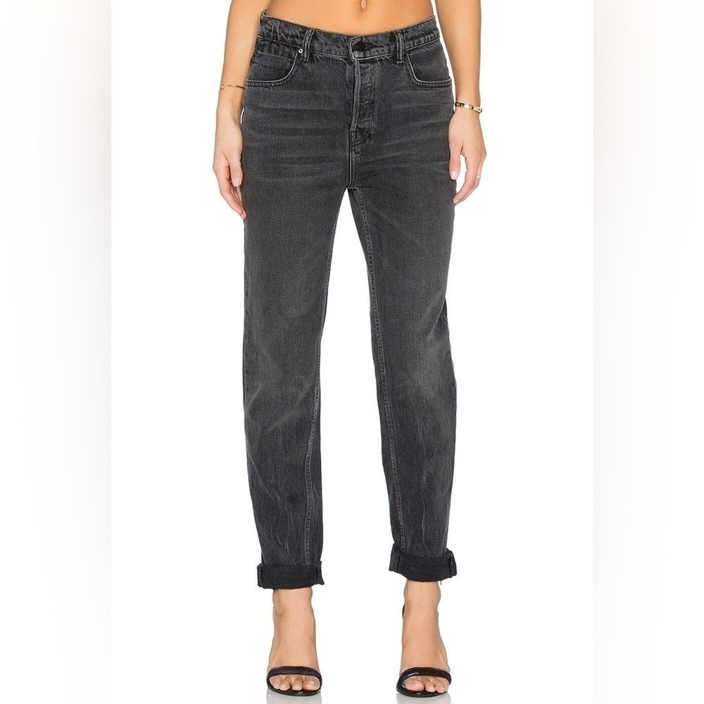 Alexander Wang Denim 003 Boy Fit Relaxed‎ Straight Jeans Grey Aged Charcoal 25